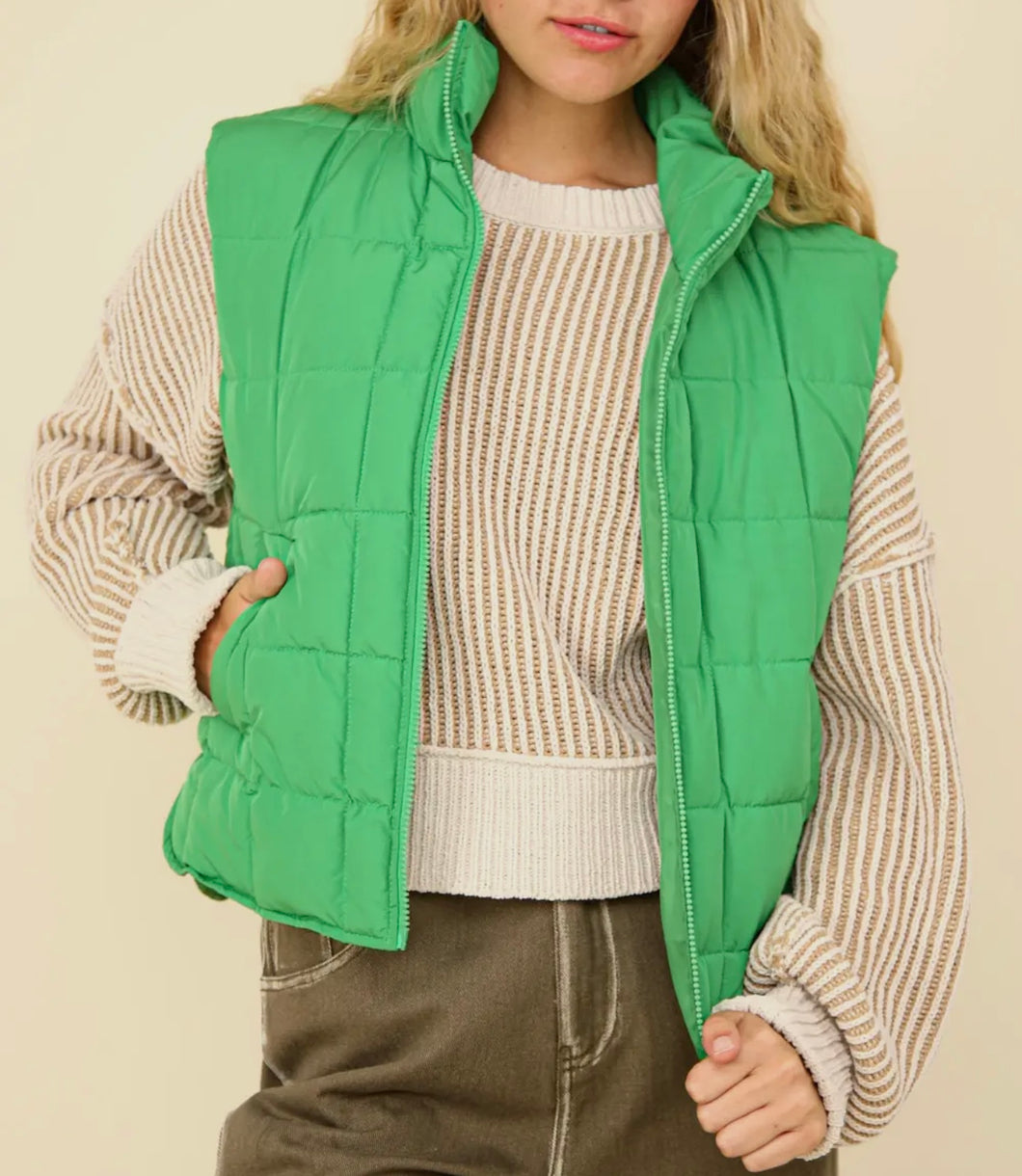 Kelly Green Puffer Vest