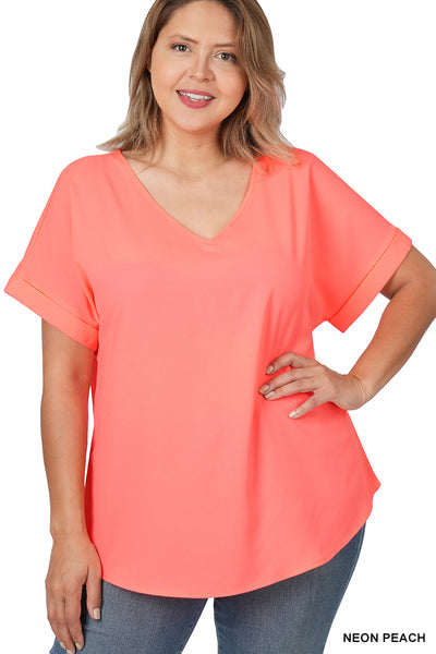 Neon Peach V-neck