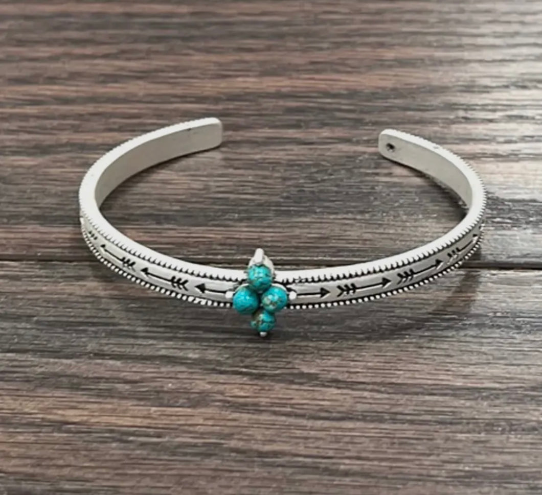 4 Stone Turquoise Cuff Bracelet