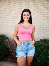 Load image into Gallery viewer, Pink Ribbed Crop Tank
