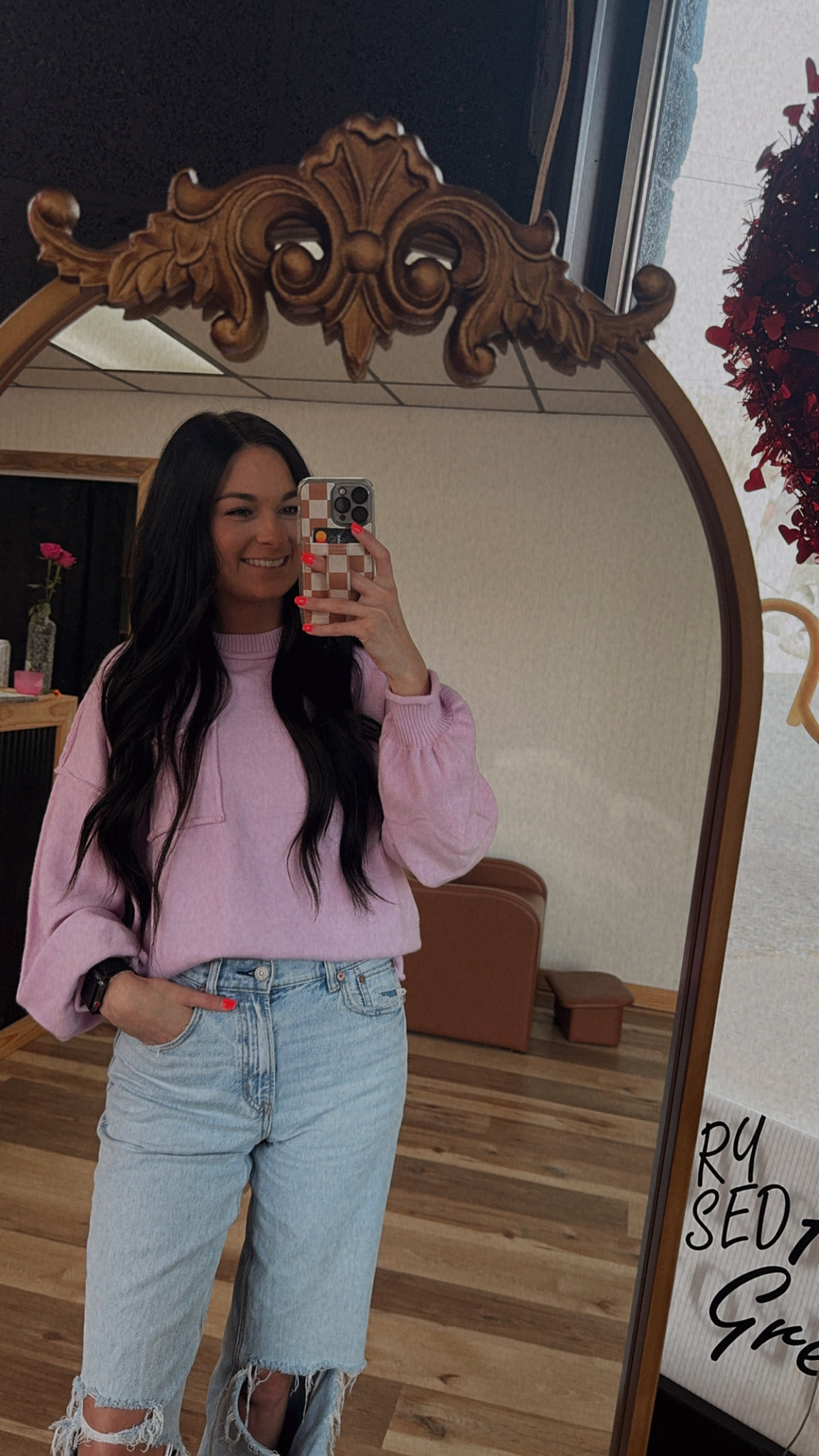 Pink Lantern Sleeve Sweater