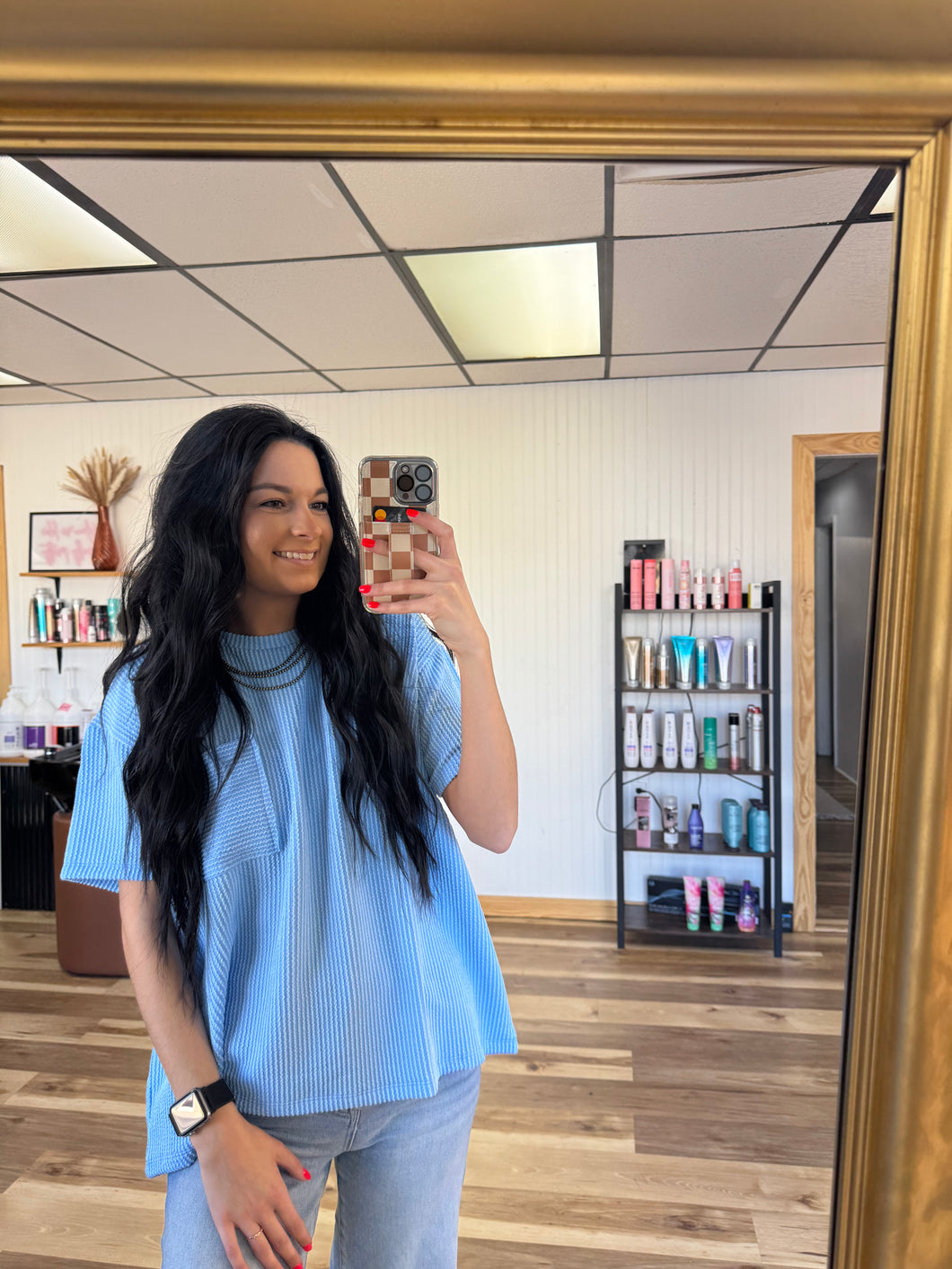 Spring Blue Ribbed Tee