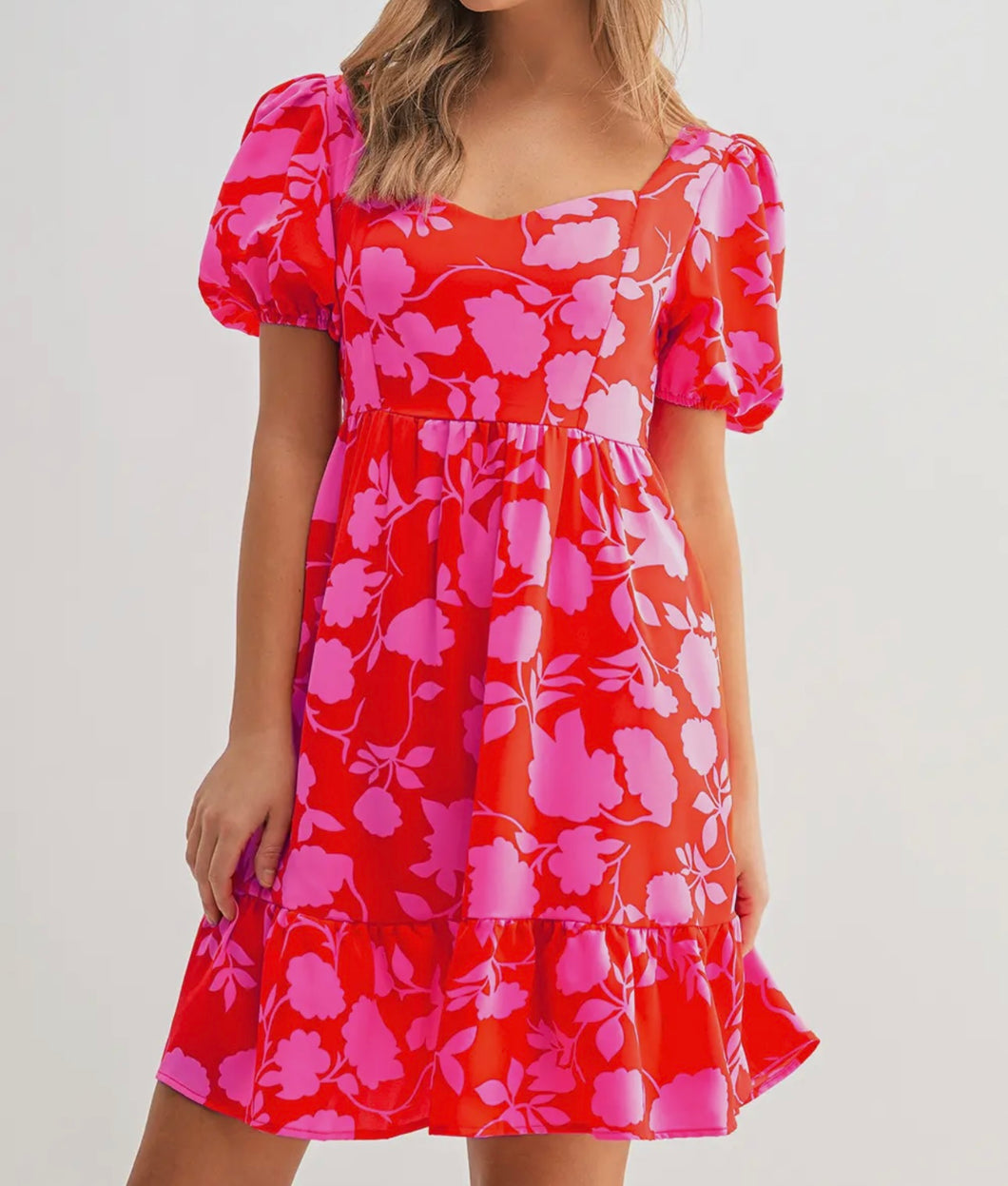 Floral Bubble Sleeve Dress