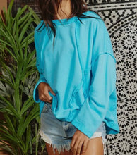 Load image into Gallery viewer, Blue Oversized Raw Edge Long Sleeve
