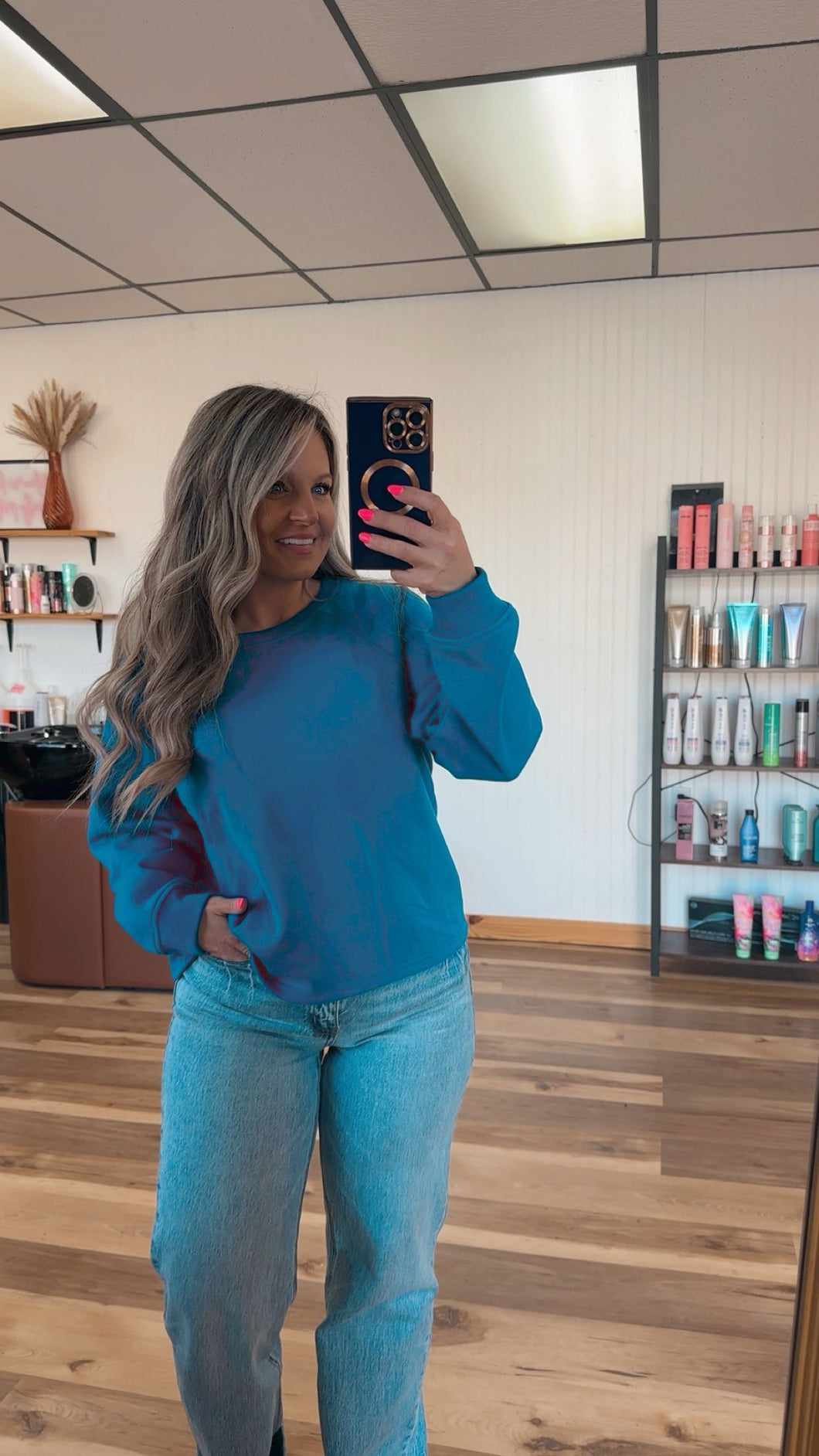 Classic Blue Fleece Sweatshirt