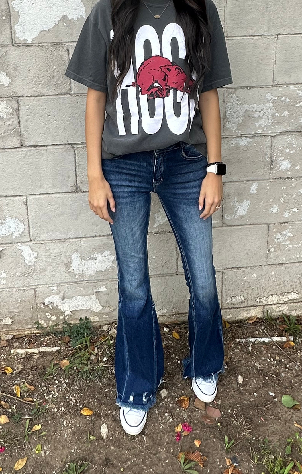 Petra Flares with Distressed hem