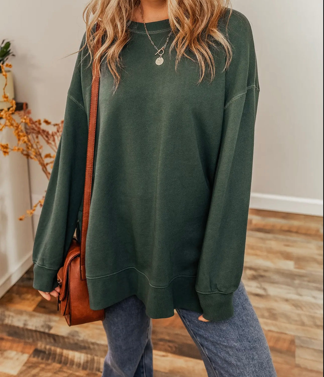 Green Drop Shoulder Sweatshirt