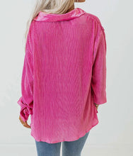 Load image into Gallery viewer, Hot pink pleated long collared long sleeve
