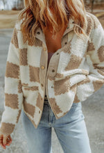 Load image into Gallery viewer, Brown Checkered Sherpa Jacket
