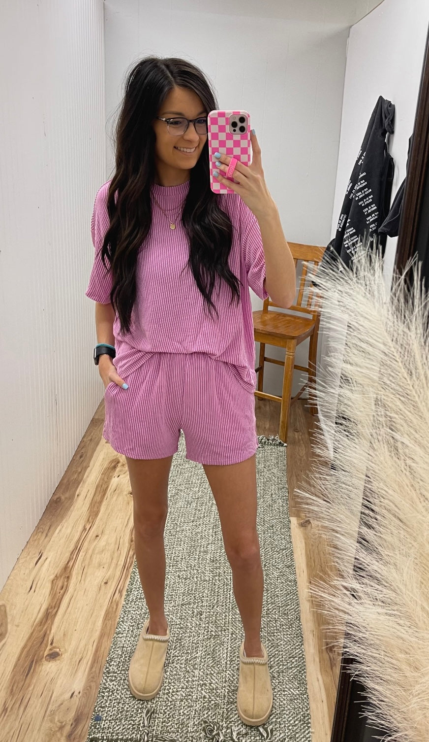Pink Ribbed Two Piece set