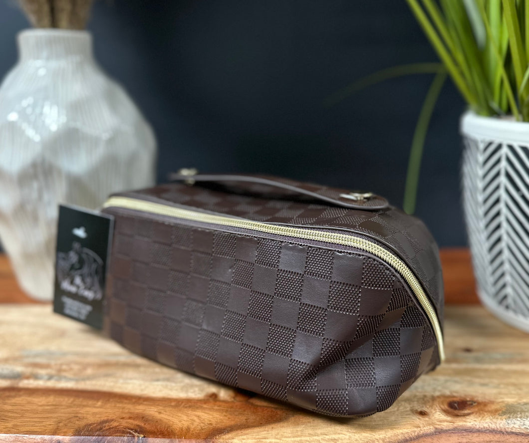 Checkered make up bag