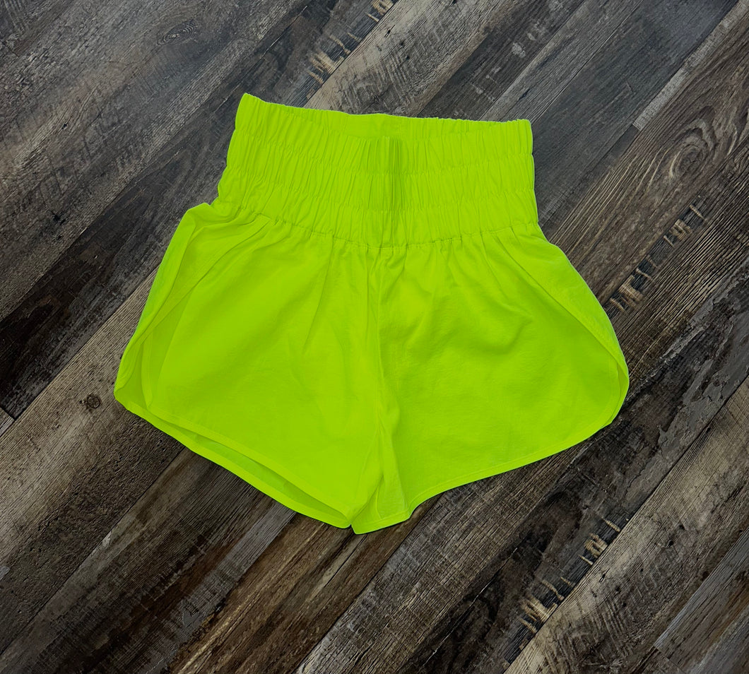 Neon Lime Windbreaker Shorts