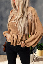 Load image into Gallery viewer, Brown Shirred Ruffle Top
